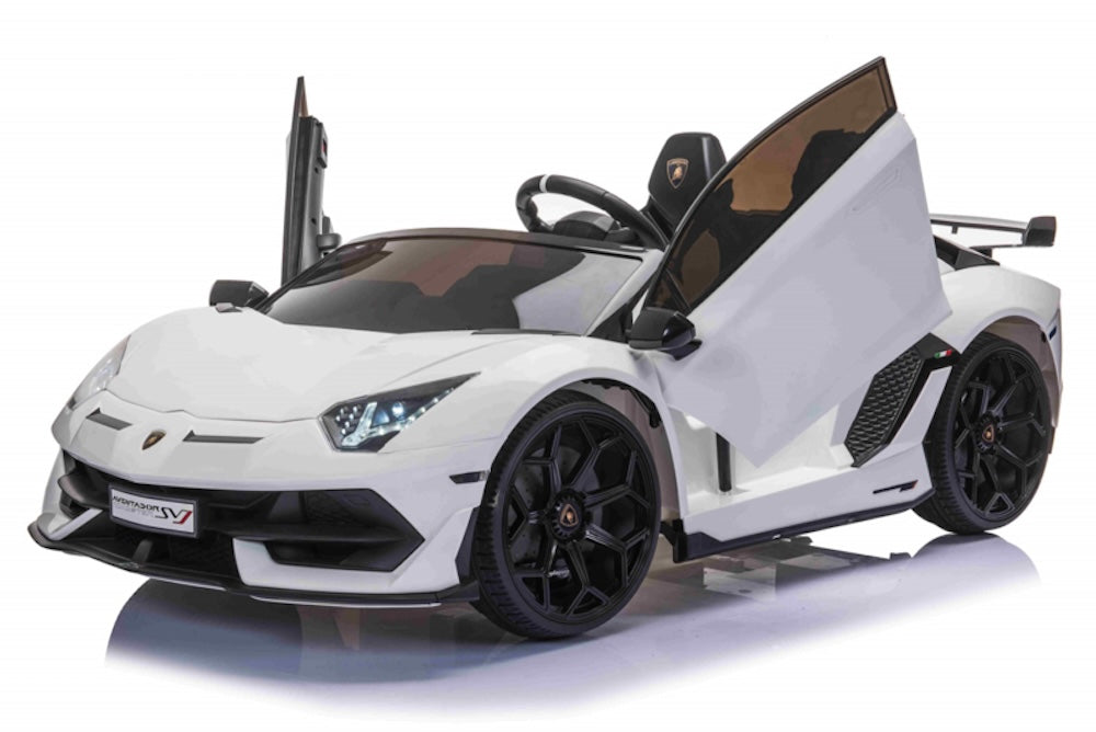 Lamborghini Aventador SVJ 24V elektrische kinderauto wit - twee persoons