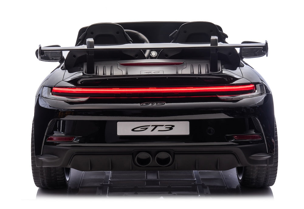Porsche elektrische kinderauto | 911 GT3 24V twee persoons zwart metallic 7 inch scherm