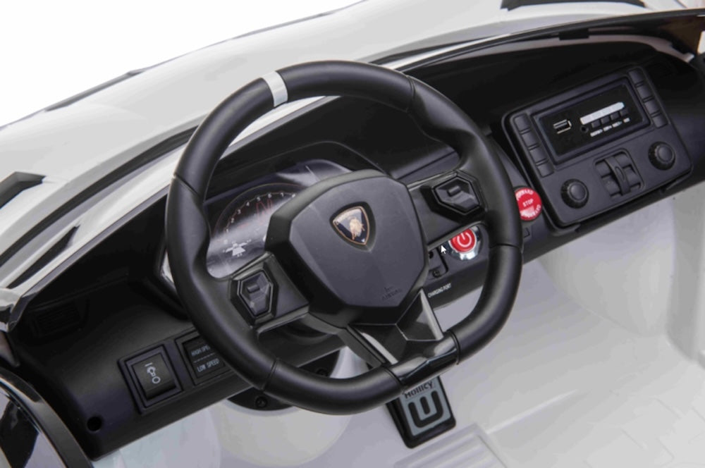 Lamborghini Aventador SVJ 24V elektrische kinderauto wit - twee persoons