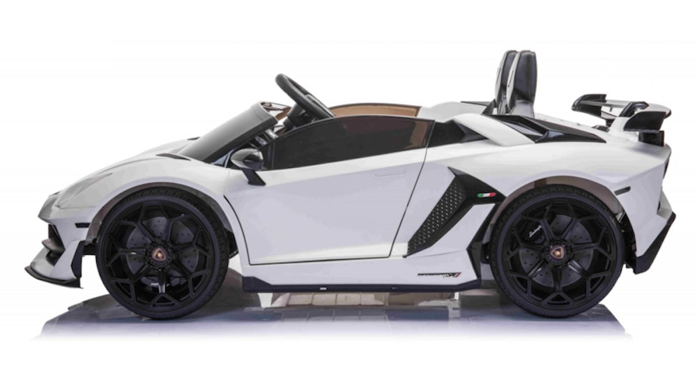 Lamborghini Aventador SVJ 24V elektrische kinderauto wit - twee persoons