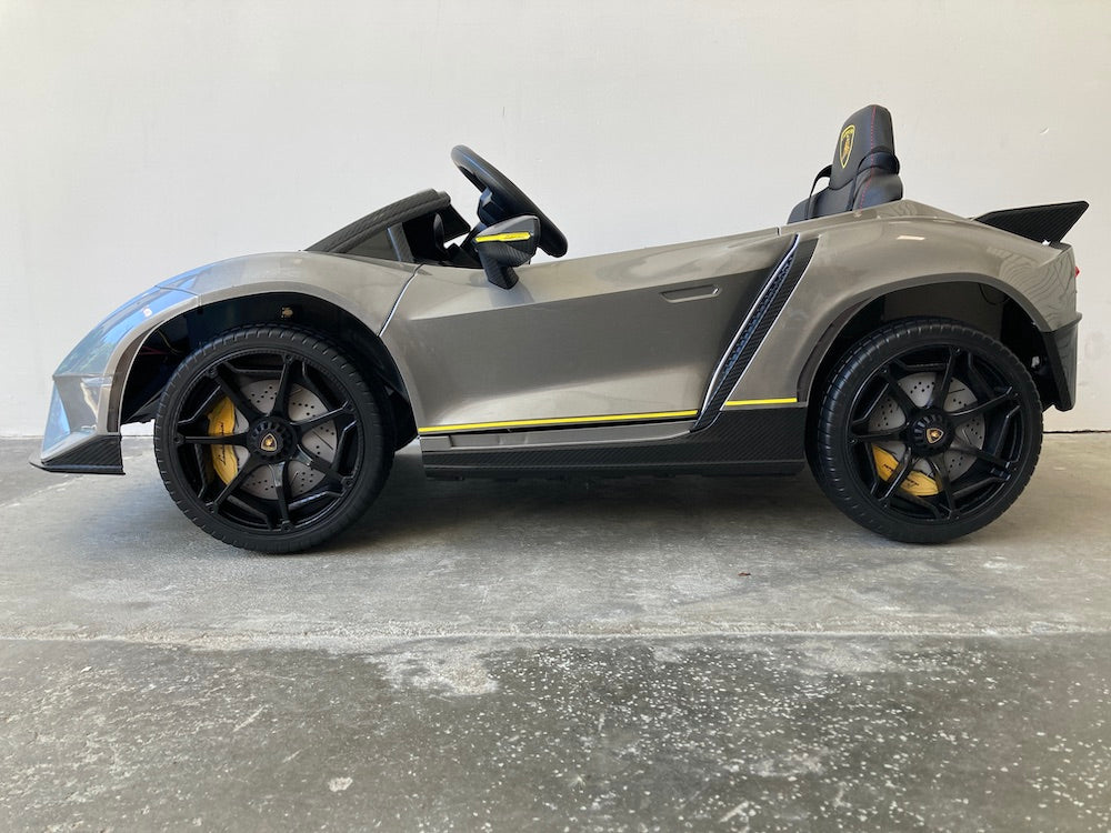 Elektrische kinder auto Lamborghini Auténtica metallic grijs 12 volt