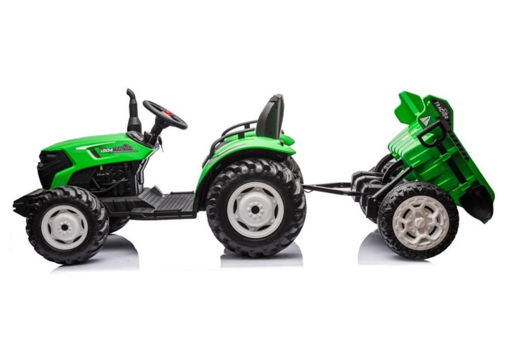 Kindertractor 24 volt met aanhanger (groen) | Ridecars.nl