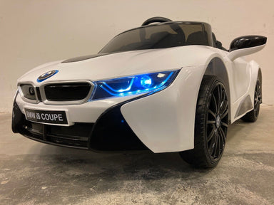 Elektrische kinderauto BMW i8 wit - 12 volt softstart - RideCars