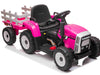 Elektrische kindertractor met aanhanger 12V roze + afstandsbediening