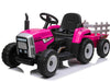 Elektrische kindertractor met aanhanger 12V roze + afstandsbediening