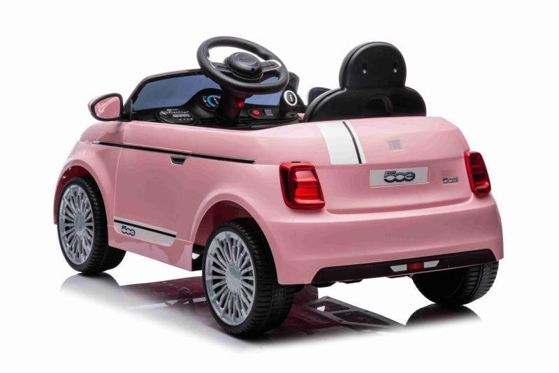 Fiat 500 kinderauto 12 volt roze met afstandsbediening