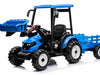 Kinder tractor 24V + frontlader + aanhanger blauw