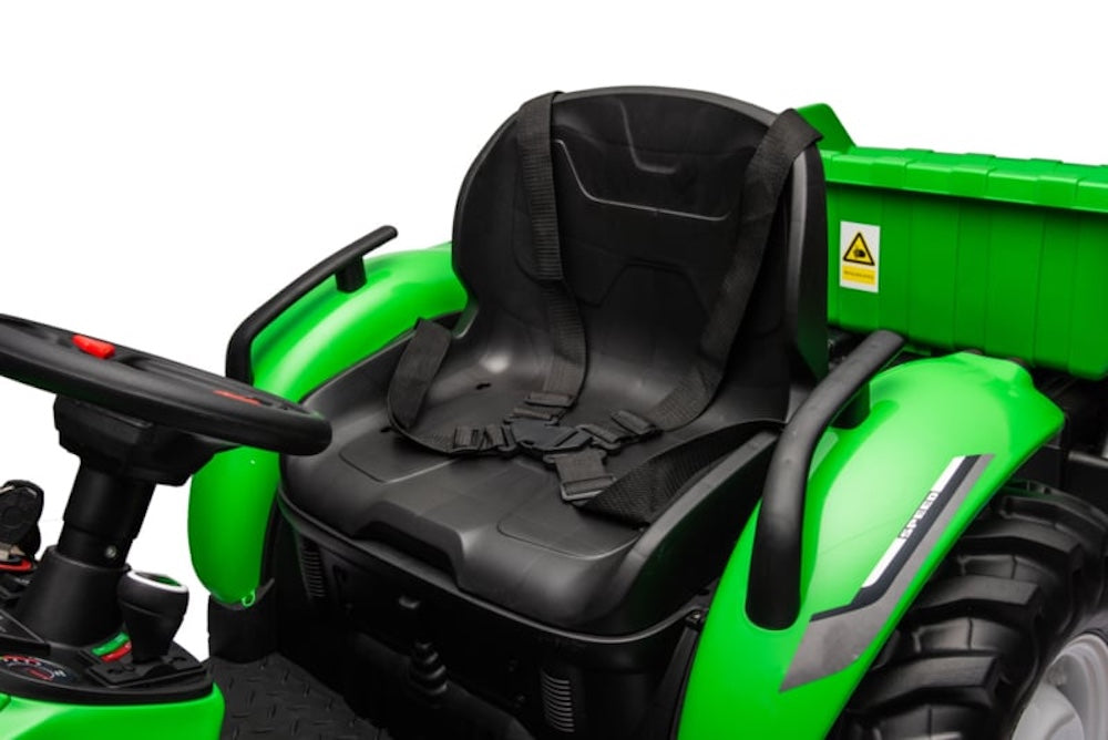 Kindertractor 24 volt met aanhanger (groen) | Ridecars.nl