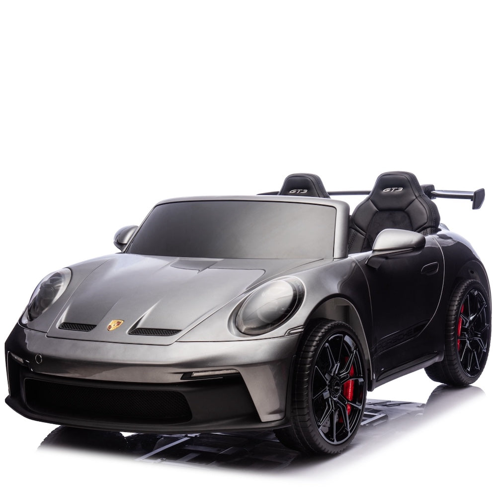 Kinderauto Porsche 911 GT3 24 volt 2 persoons MP4 4WD grijs metallic