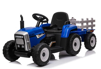 Kindertractor 12V | Tractor met aanhanger blauw
