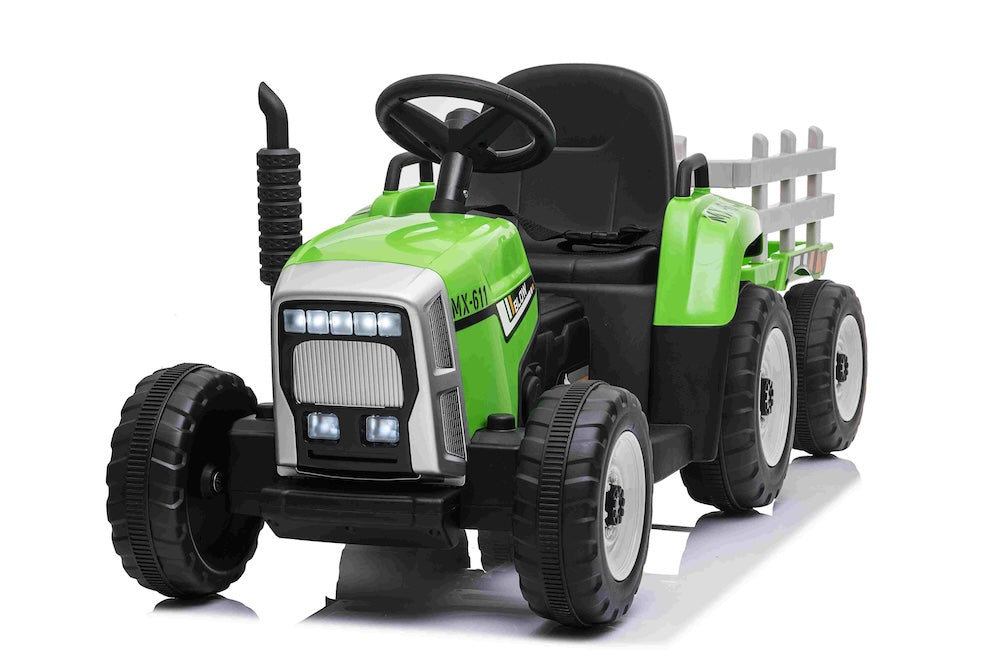 Kindertractor 12V | elektrische tractor + aanhanger groen