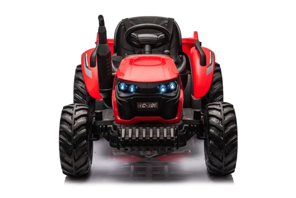 Kindertractor | 24V met elektrische aanhanger/skipper Rood
