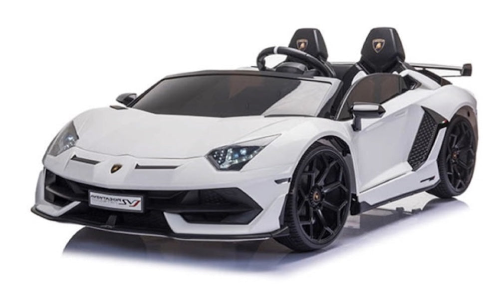 Lamborghini Aventador SVJ 24V elektrische kinderauto wit - twee persoons