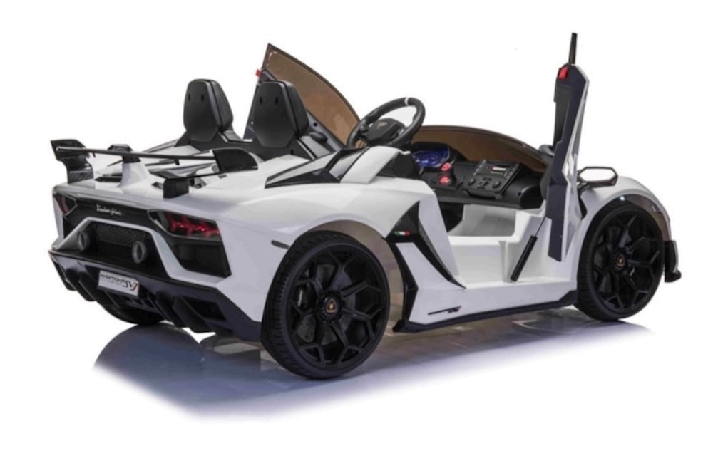 Lamborghini Aventador SVJ 24V elektrische kinderauto wit - twee persoons