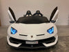 Lamborghini kinderauto Aventador 24 volt wit met drift - twee persoons - RideCars