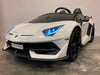 Lamborghini kinderauto Aventador 24 volt wit met drift - twee persoons - RideCars
