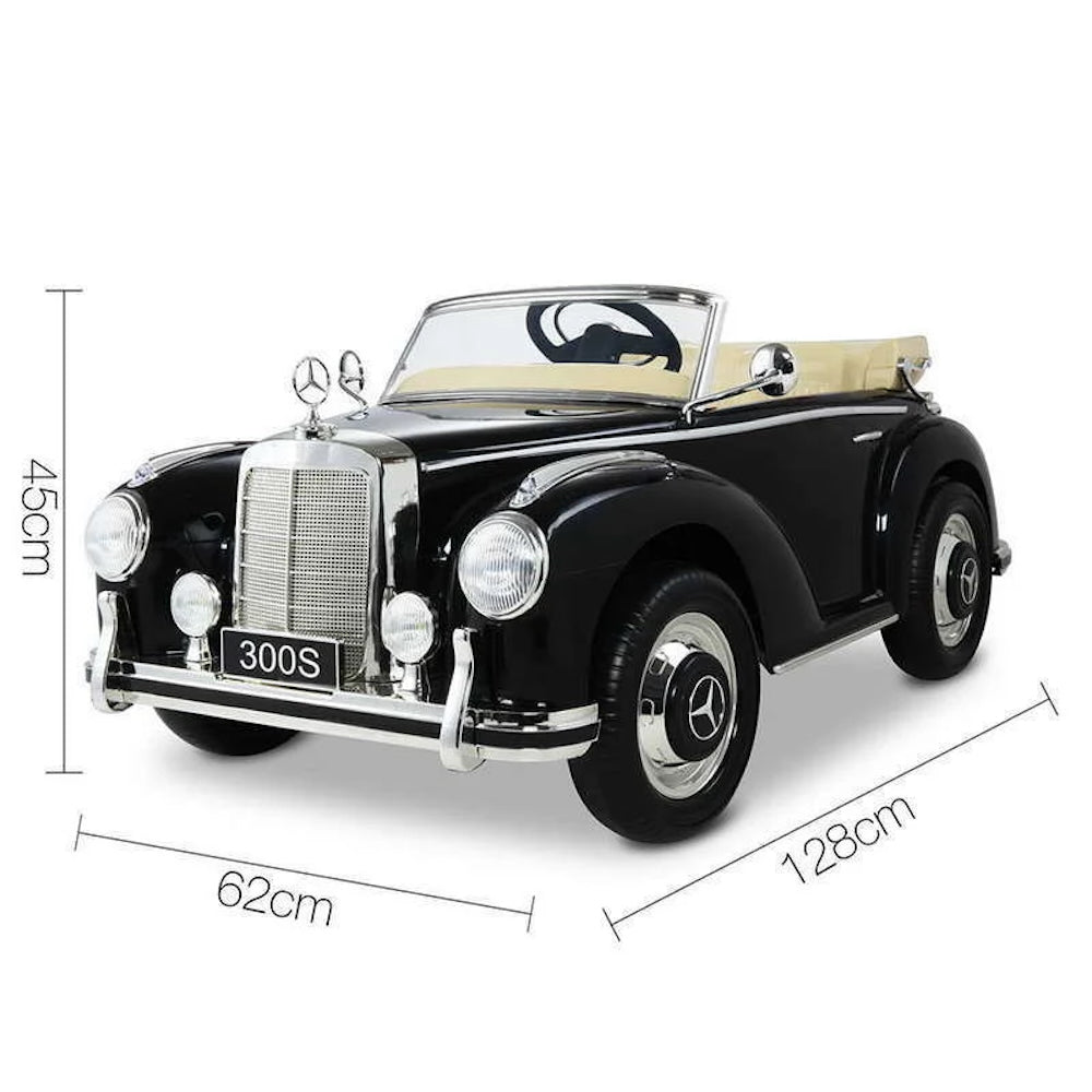 Mercedes 300 S | elektrische kinderauto 12V oldtimer zwart