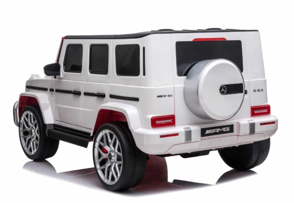 Mercedes G63 AMG | elektrische kinderauto 24V 4WD twee persoons wit