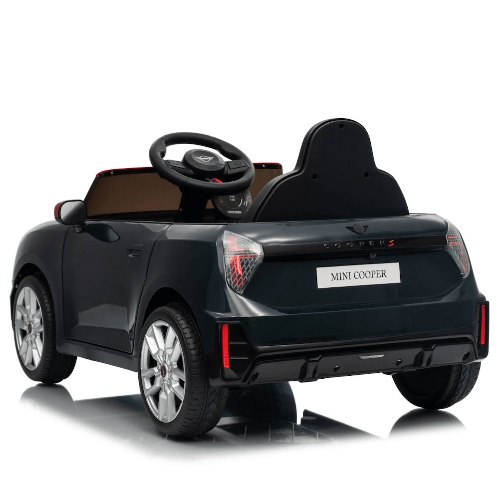 Mini Cooper S elektrische kinderauto 12V zwart met afstandsbediening