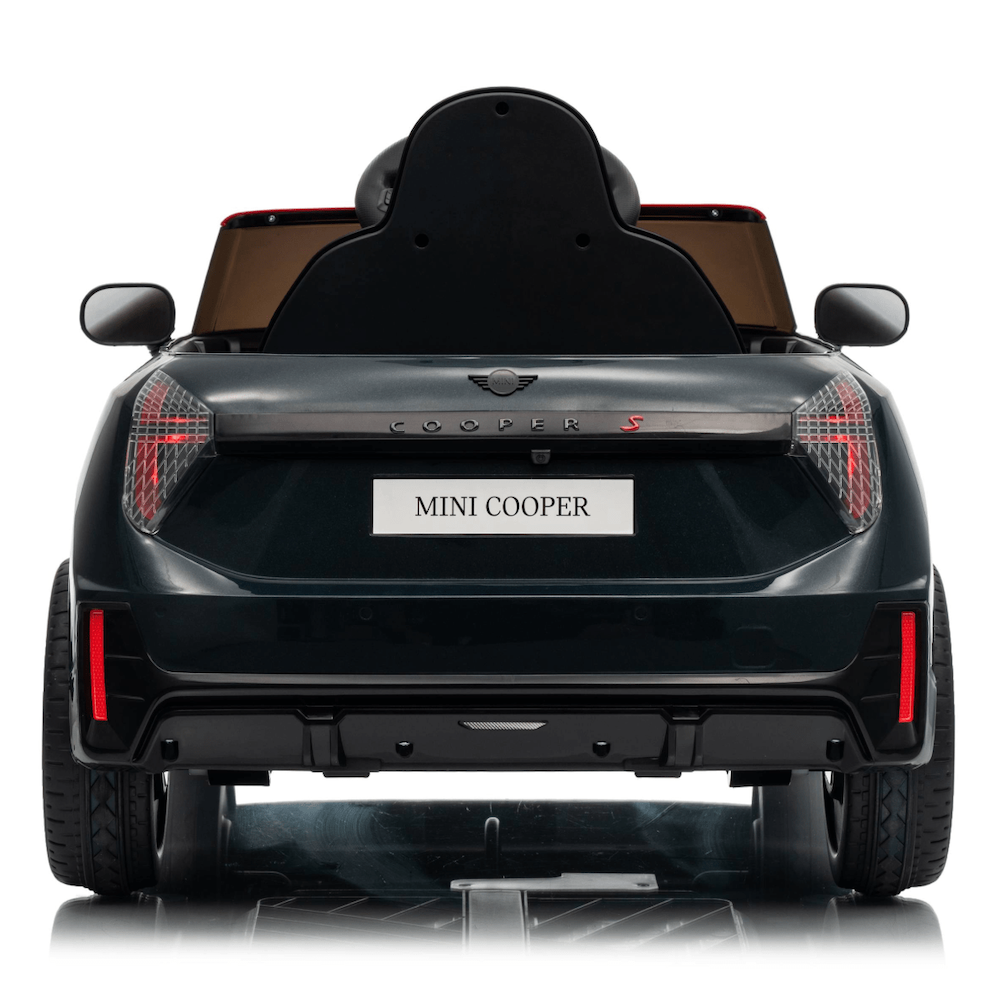 Mini Cooper S elektrische kinderauto 12 volt zwart met afstandsbediening