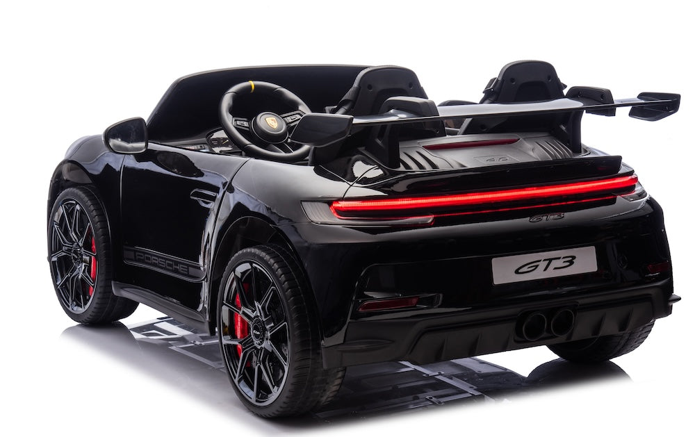 Porsche elektrische kinderauto | 911 GT3 24V twee persoons zwart metallic 7 inch scherm