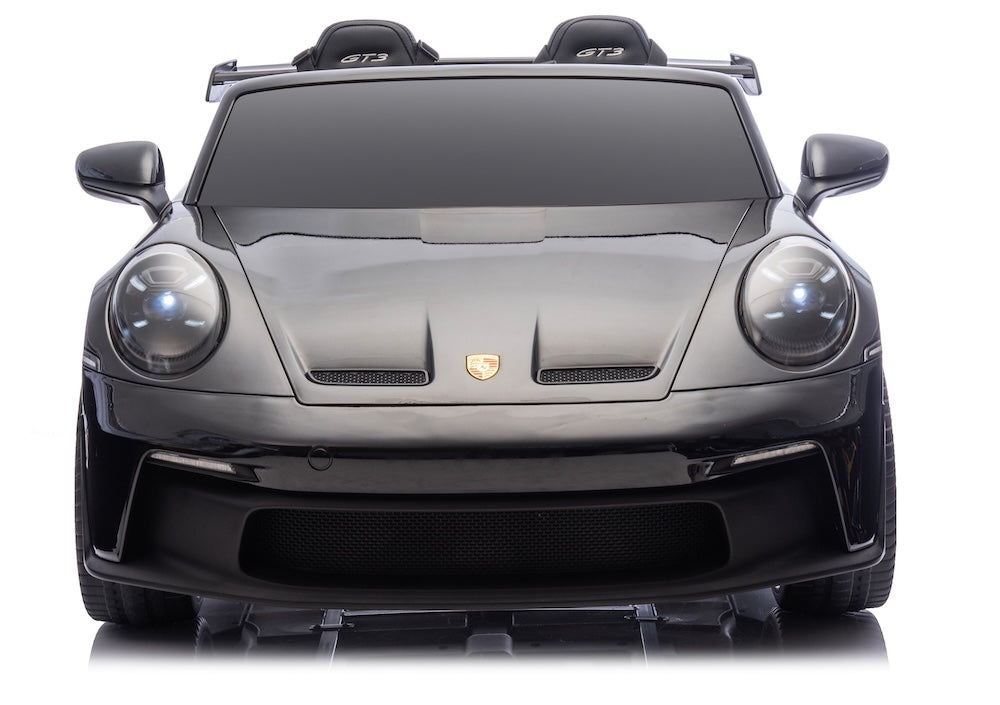 Porsche elektrische kinderauto | 911 GT3 24V twee persoons zwart metallic 7 inch scherm