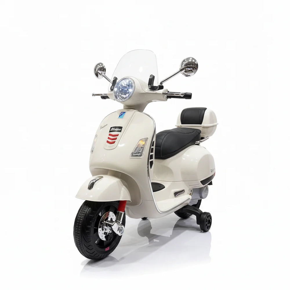Vespa GTS | Kinderscooter 12V met koffer/windscherm wit
