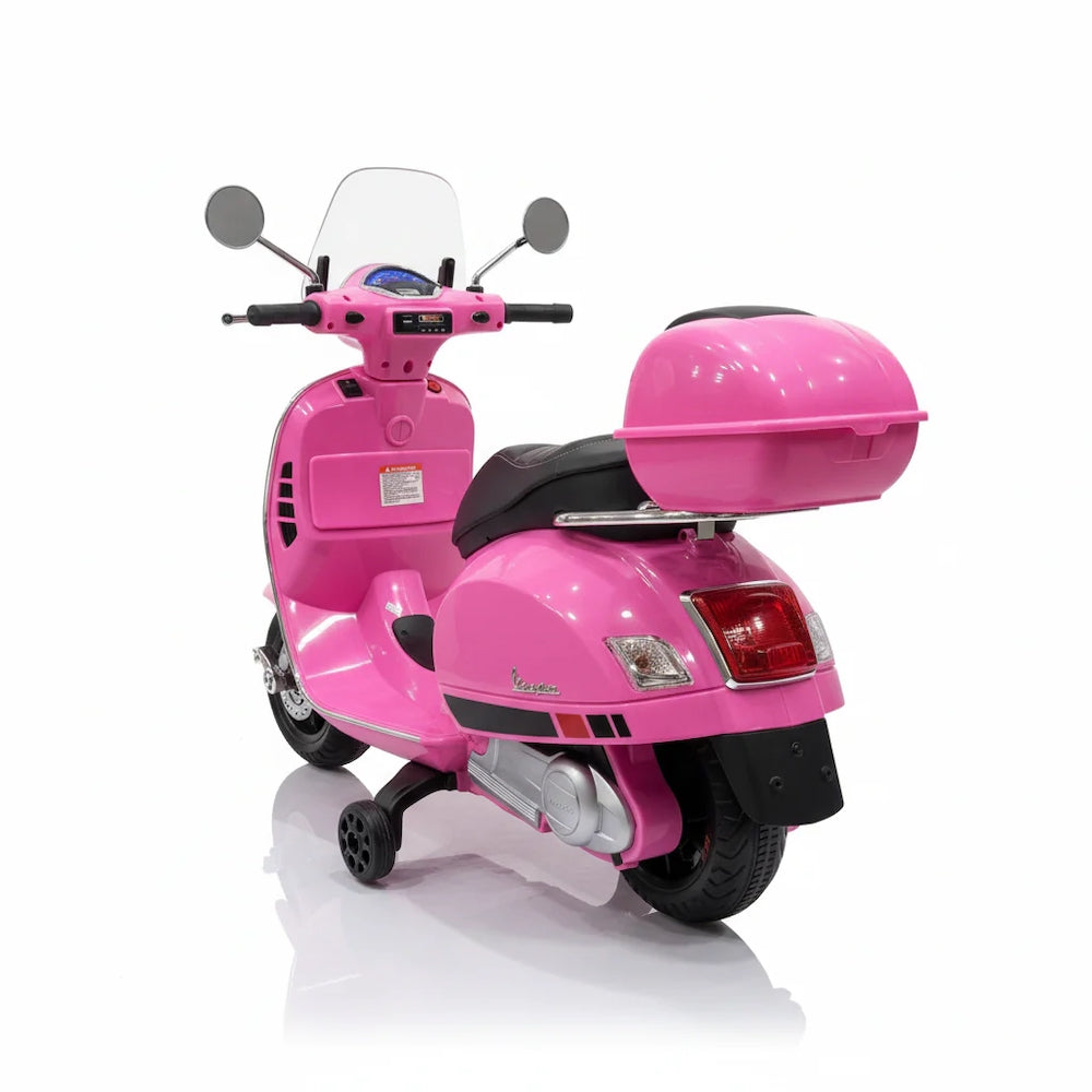 Vespa GTS elektrische Kinderscooter 12V met koffer en windscherm roze