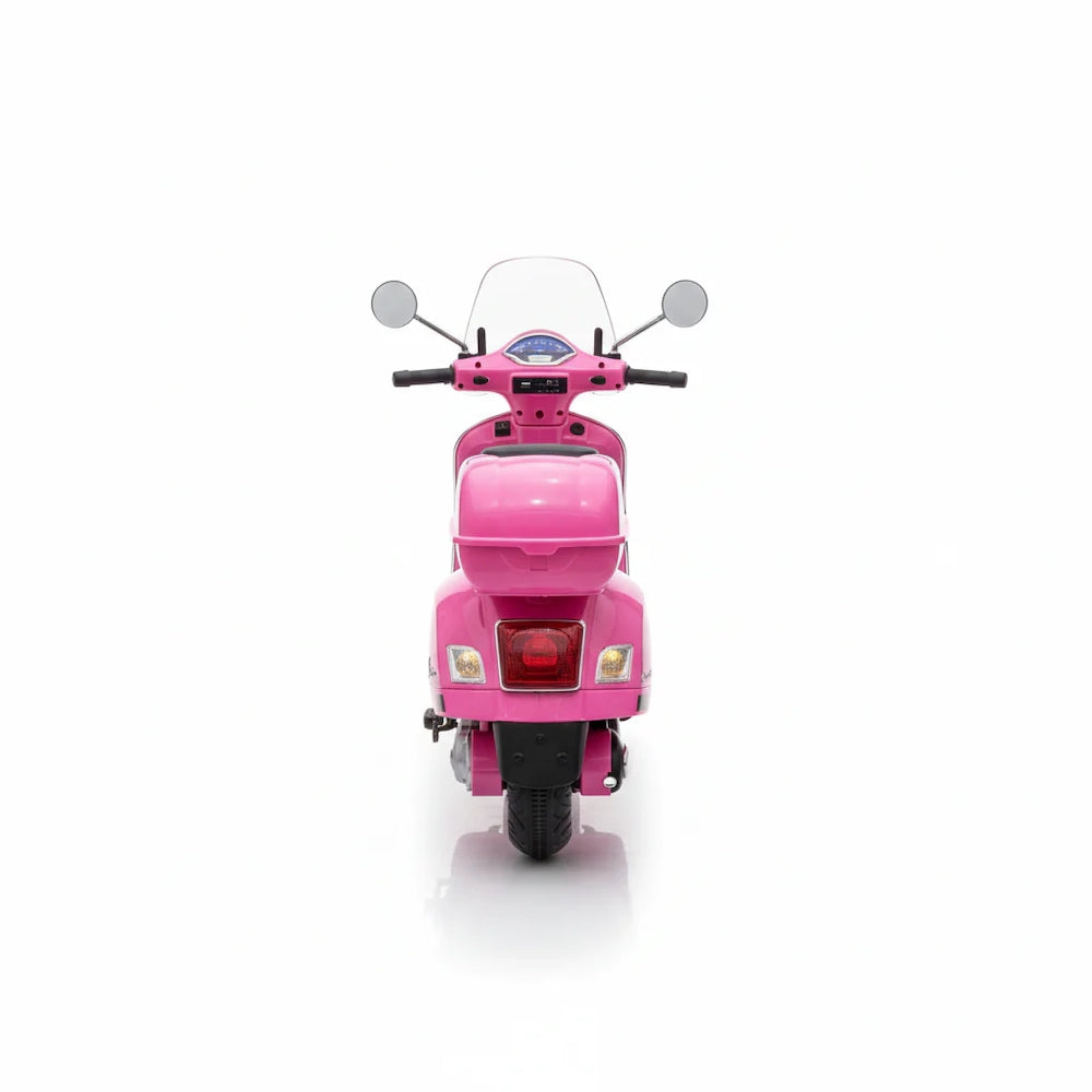 Vespa GTS elektrische Kinderscooter 12V met koffer en windscherm roze