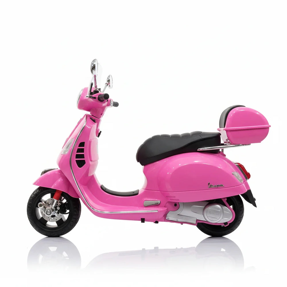 Vespa GTS elektrische Kinderscooter 12V met koffer en windscherm roze