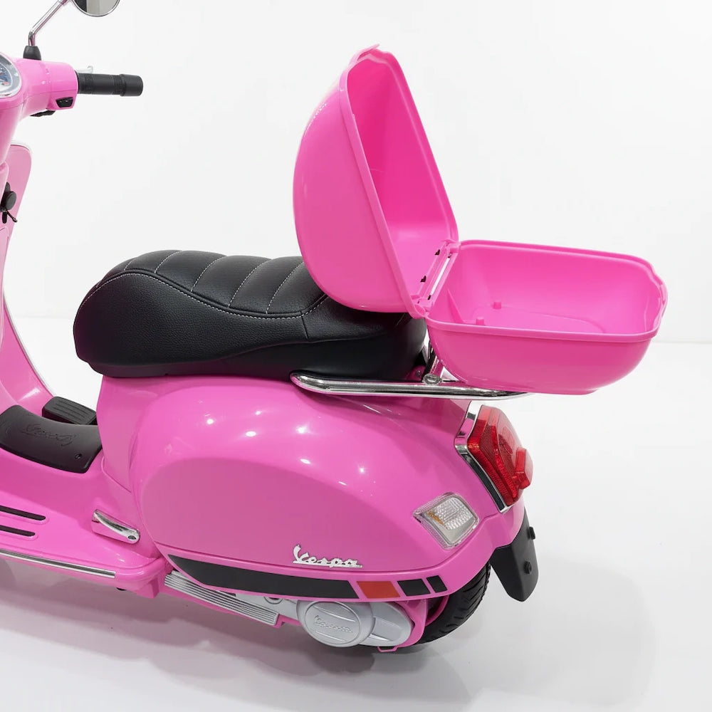 Vespa GTS elektrische Kinderscooter 12V met koffer en windscherm roze
