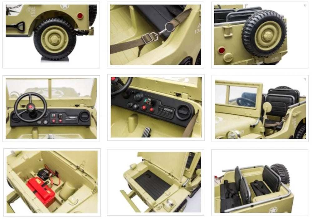 Willy legerjeep | Kinderjeep 24V 3 zitter kinderauto 4WD Desert Fox