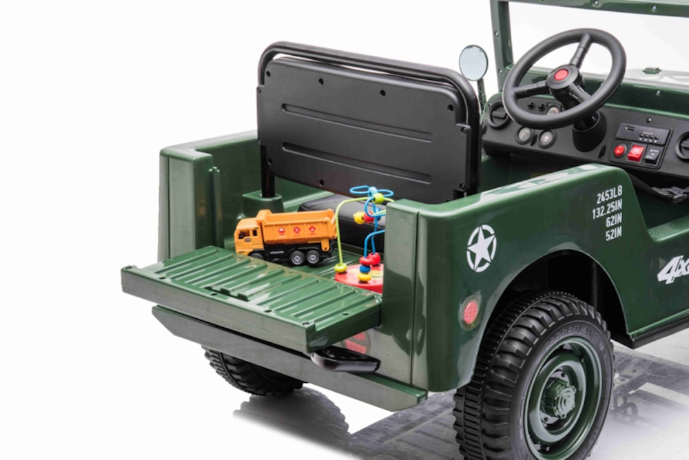 Willy legerjeep | elektrische kinderauto 12V 4WD 1 persoons groen