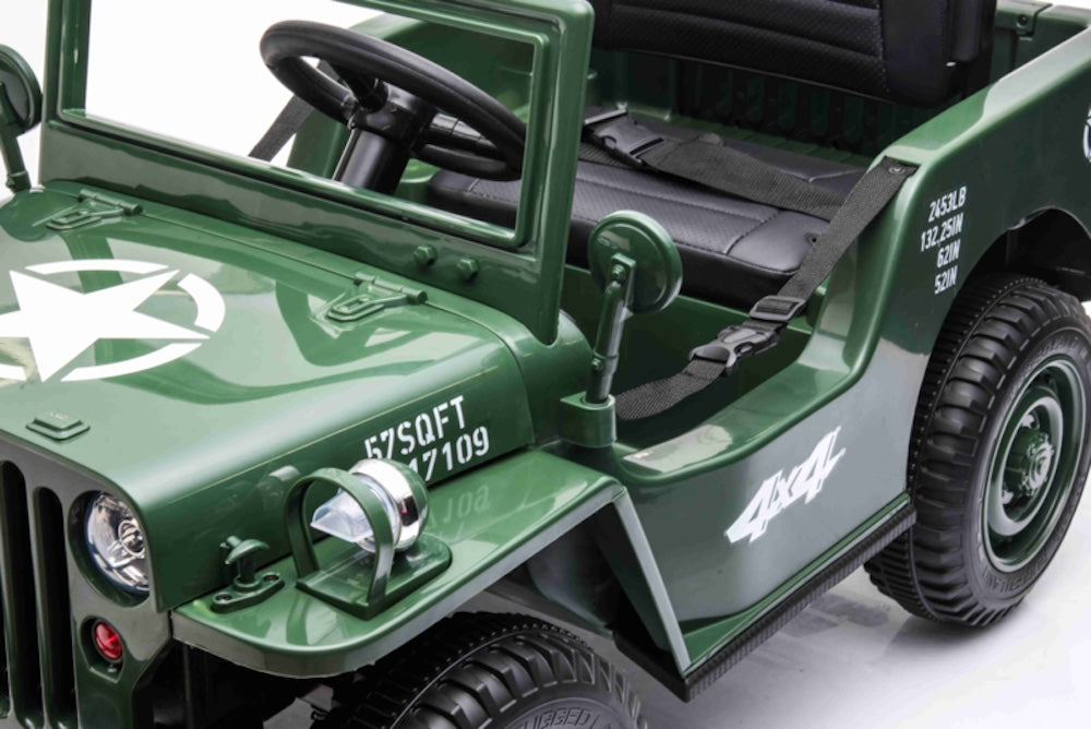 Willy legerjeep | elektrische kinderauto 12V 4WD 1 persoons groen