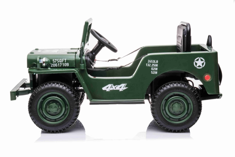 Willy legerjeep | elektrische kinderauto 12V 4WD 1 persoons groen