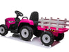 Elektrische kindertractor met aanhanger 12V roze + afstandsbediening