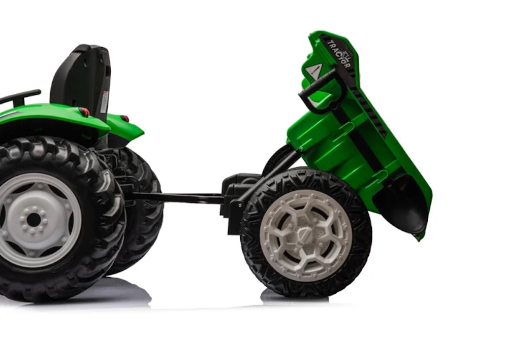 Kindertractor | 24V met elektrische aanhanger/skipper Rood