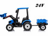 Kinder tractor 24V + frontlader + aanhanger blauw