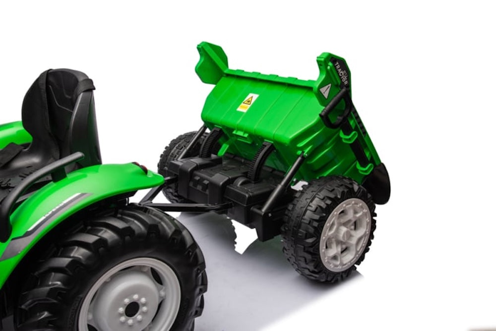 Kindertractor 24 volt met aanhanger (groen) | Ridecars.nl