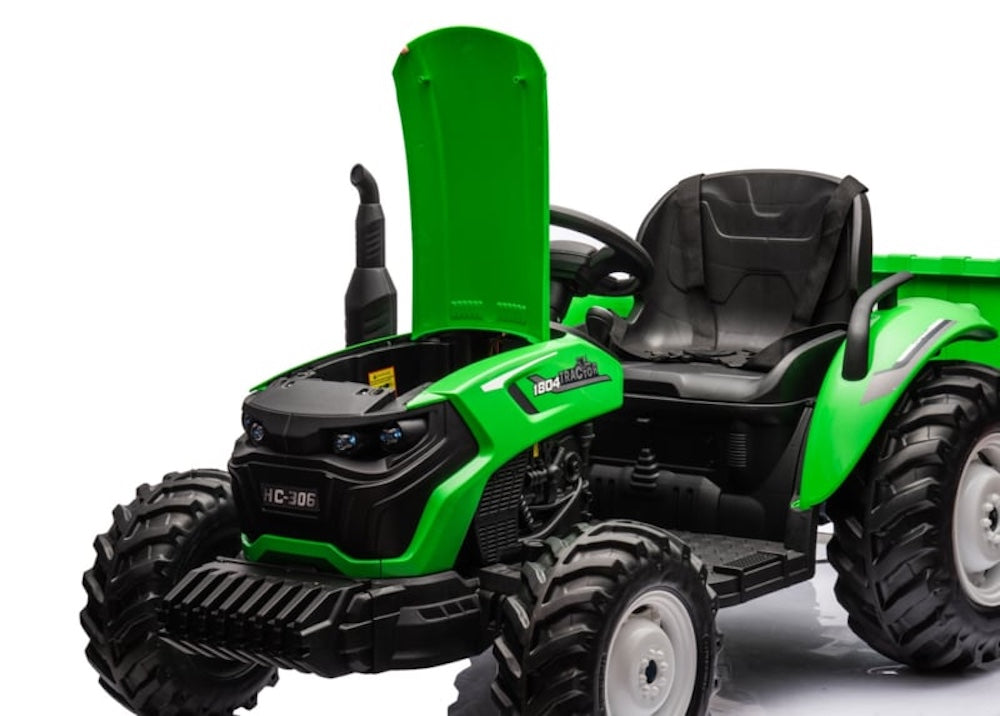 Kindertractor 24 volt met aanhanger (groen) | Ridecars.nl