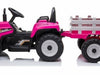 Elektrische kindertractor met aanhanger 12V roze + afstandsbediening