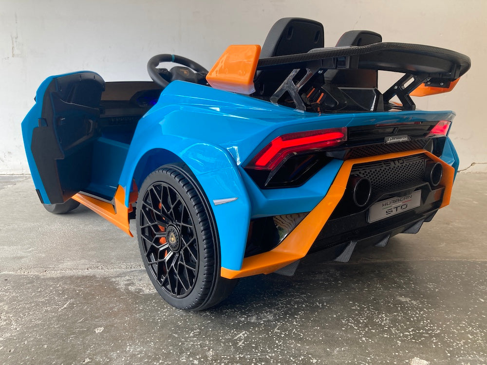 Lamborghini Huracan STO elektrische kinderauto drift blauw