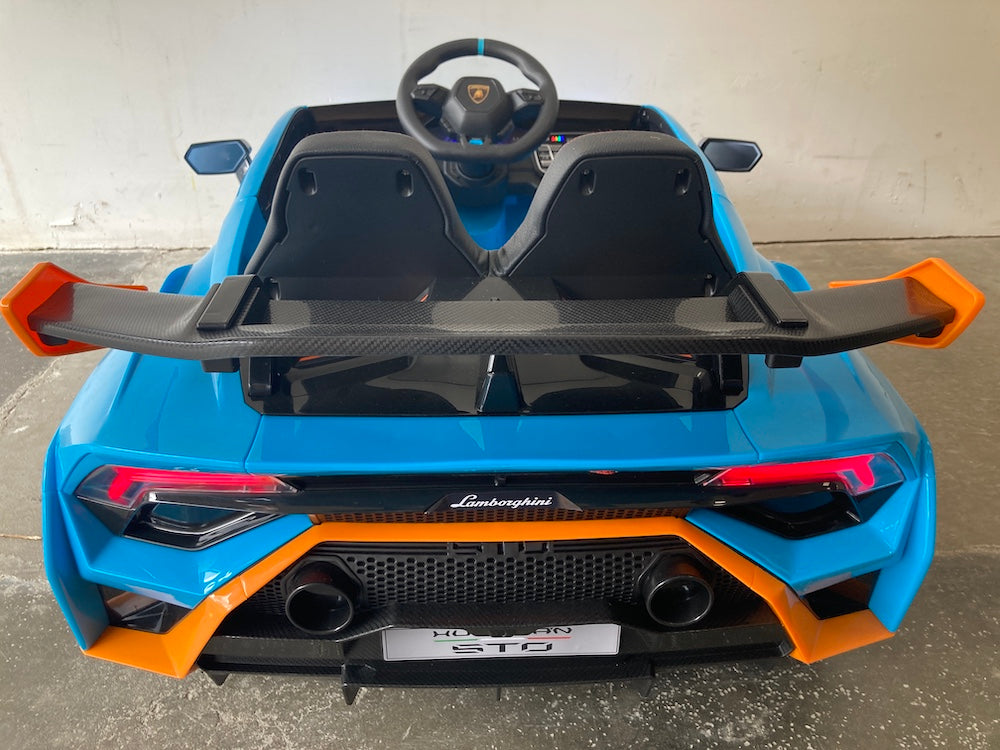 Lamborghini Huracan STO elektrische kinderauto drift blauw 12 volt