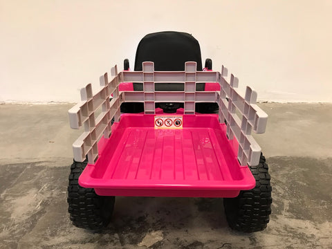 Kinder tractor speelgoed met aanhanger roze (6081084096670)