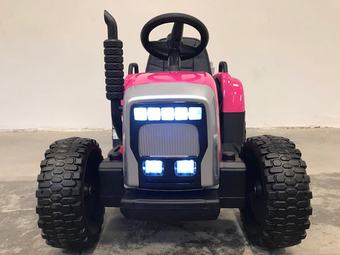 Elektrische kindertractor met aanhanger roze (6081084096670)