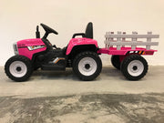 Kinder tractor met aanhanger roze (6081084096670)